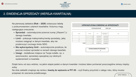 Formularze NDG — strona 8 (Ewidencja sprzedaży)