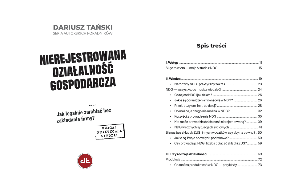 Zestaw Nierejestrowana Działalność Gospodarcza. Podgląd książki - strona 1