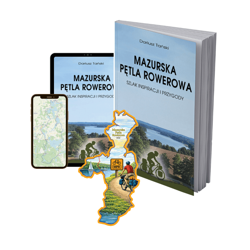 Mega Zestaw Mazurska Pętla Rowerowa – książka, ePRZEWODNIK i magnes